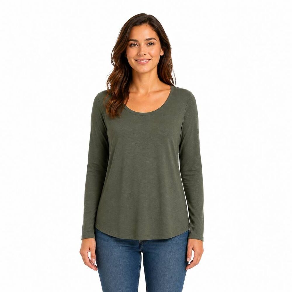 Maurices 24/7 XL Olive Green Long Sleeve Scoop Neck Top